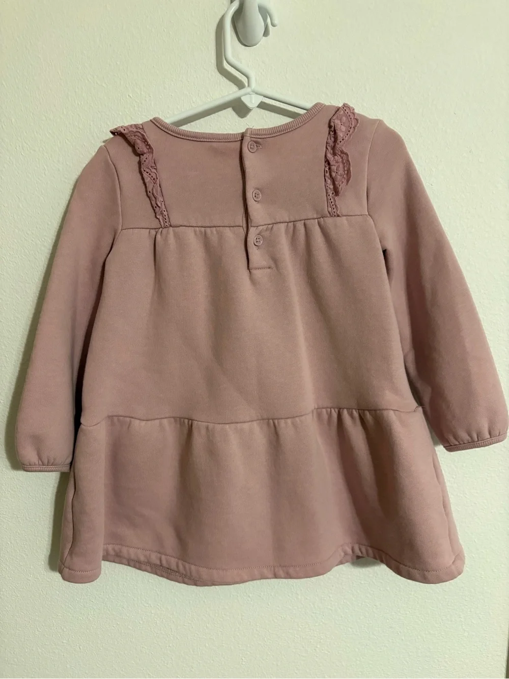 Carter's Mauve/Pink Long-Sleeve Fleece Ruffle Detail Dress size 3T